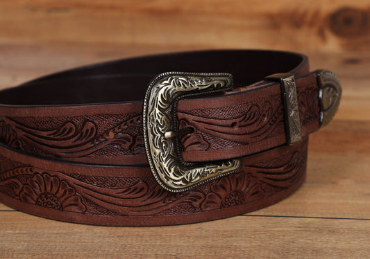 "Crafted Mastery: Hand-Carved Leather Belts for Timeless Style" Art: LB-813 Pack of 50
