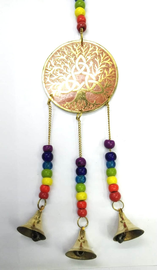 Brass Hangings Multi Color Beads With Bells Handmade Collectible Tamrapatra Pack of 50