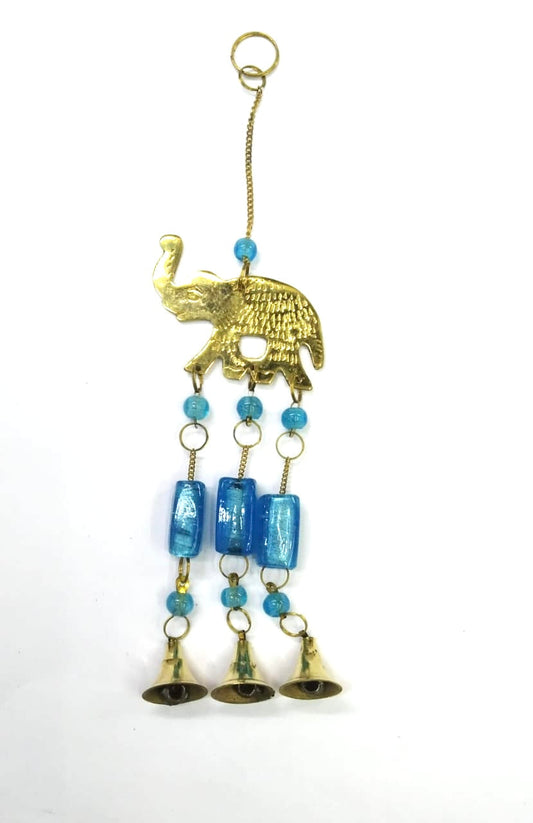 Elephant Hanging Brass With Colorful Stone & Bells Chime Handicraft Tamrapatra Pack of 50