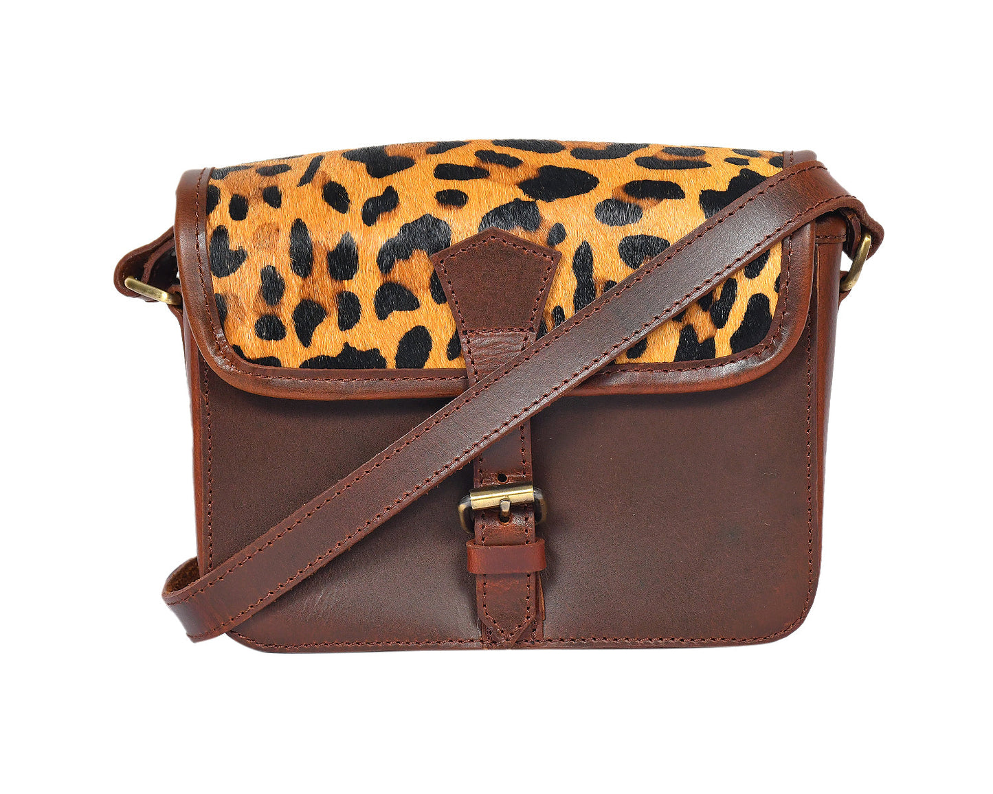Brown color pure leather with hair on leather sling bag for women and girls | Party wear,  Art: BG-1159 Pack of 25