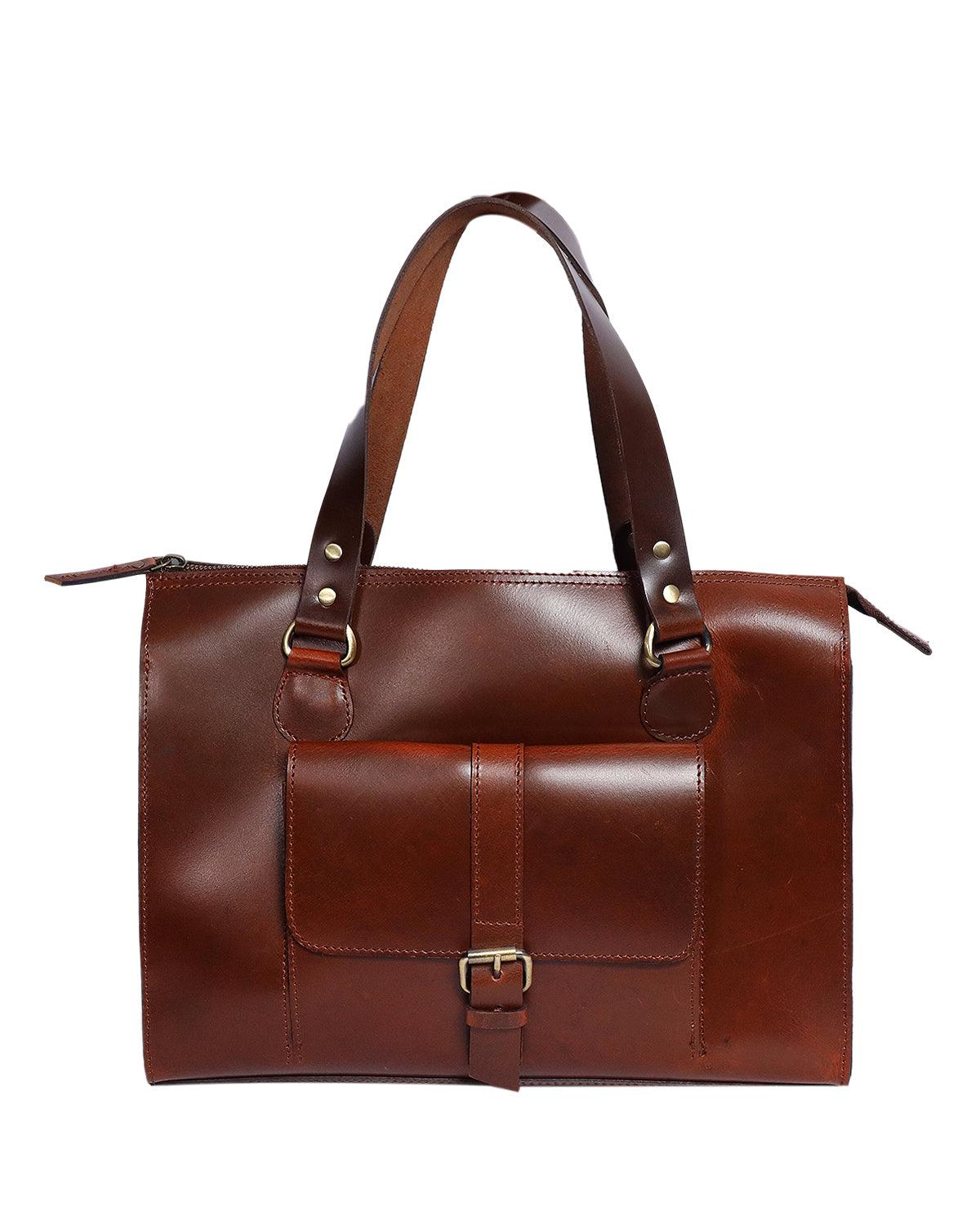 Brown color pure leather tote bag for office use, Art: BG-1468 Pack of 25