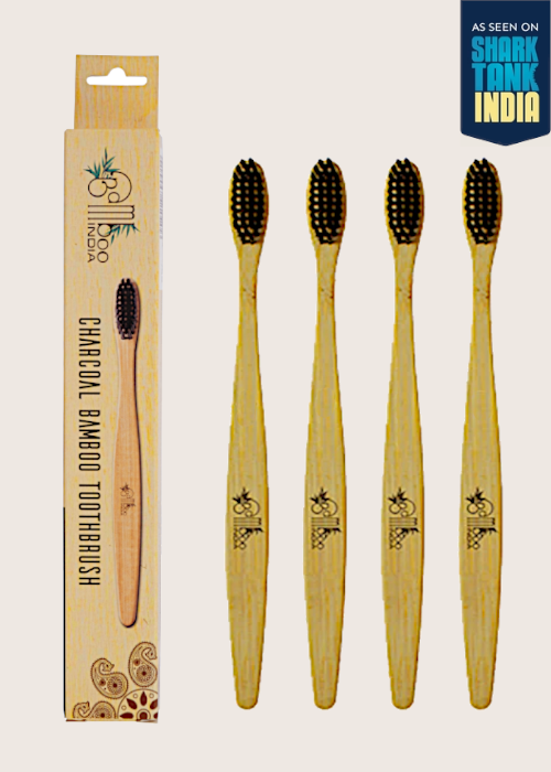 Bamboo Toothbrush Charcoal Adult - Soft (Pack of 4) Pack of 50