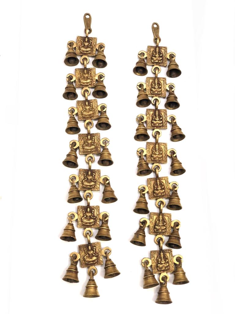 Divine Brass Hangings Temple Décor Ganesh Lakshmi Sarasvati By Tamrpatra Pack of 25