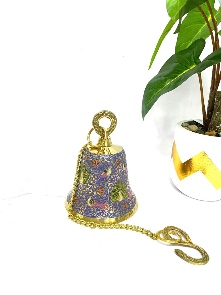New Brass Temple Bells Inlay Ancient Handcrafted Work Hangings By Tamrapatra Pack of 50