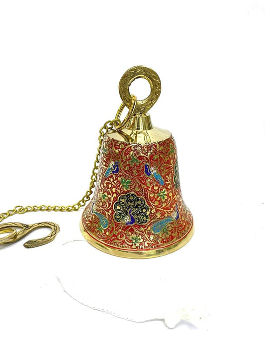 New Brass Temple Bells Inlay Ancient Handcrafted Work Hangings By Tamrapatra Pack of 50