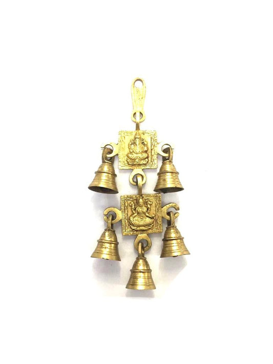 Ganesh Lakshmi Auspicious Brass Hanging For Wall Décor 5 Bells By Tamrapatra Pack of 50