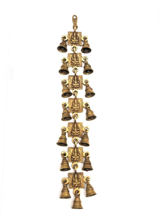 Divine Brass Hangings Temple Décor Ganesh Lakshmi Sarasvati By Tamrpatra Pack of 25