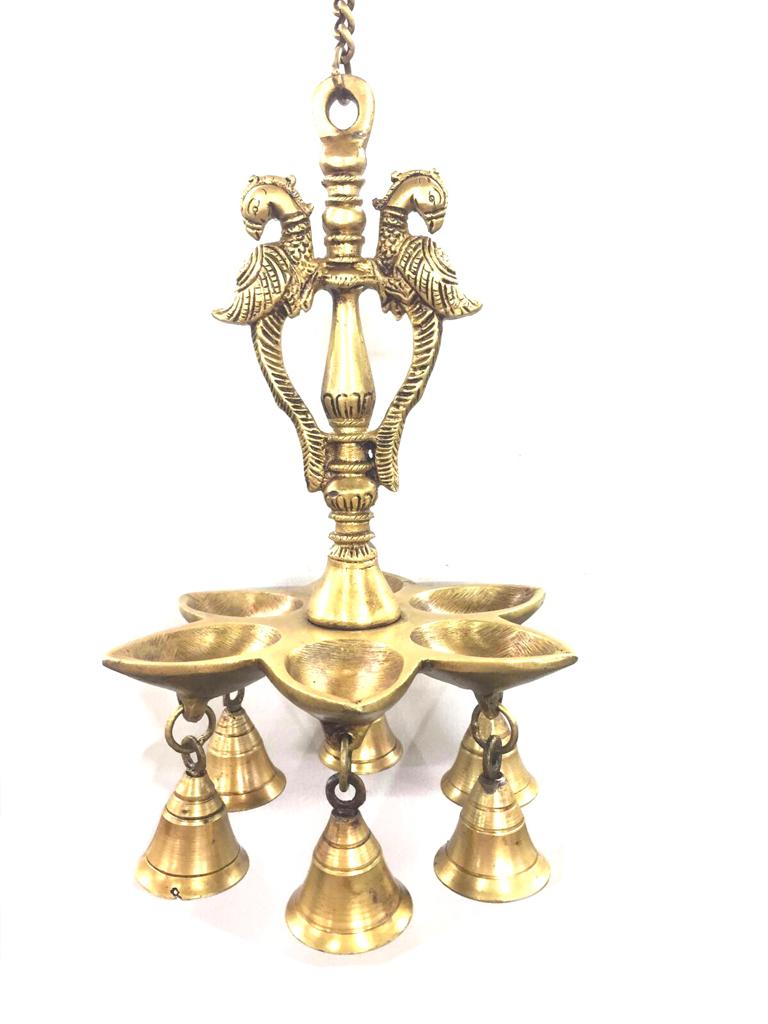 Brass Hangings Peacock Style With Heavy Bells Exclusive Creations Tamrapatra Pack of 25