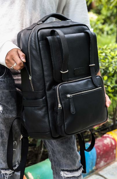Elegant Soft Black Leather Backpack – Stylish, Versatile, and Organized  ART:- BG-1610 Pack of 25