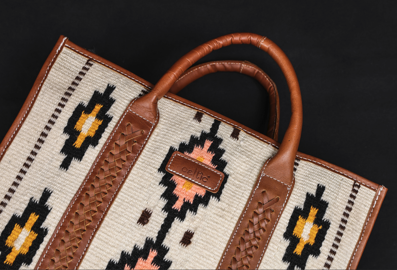 Brown Tote Bag with High-Quality Fabric and Leather, Art: BG-1752 Pack of 25