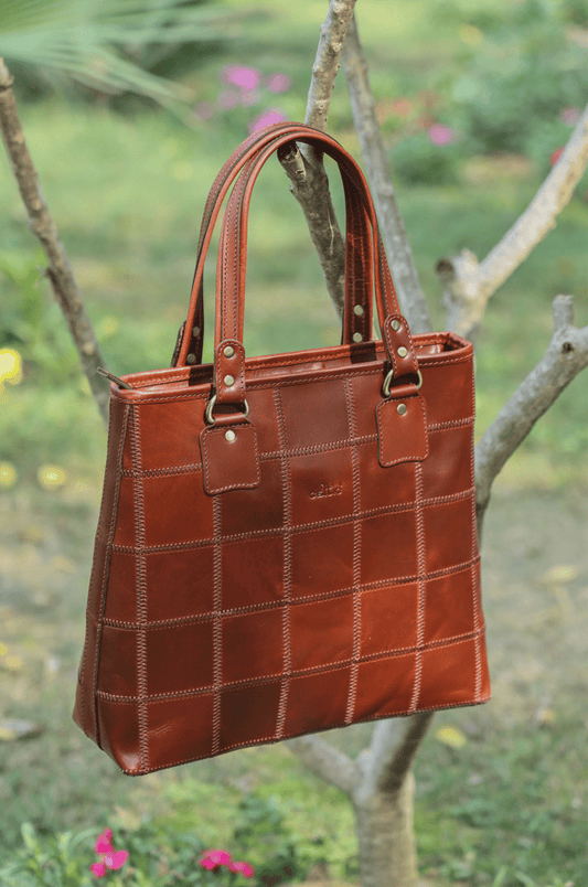 "Chic Contrast: Brown Tote Bag with Stylish Stitching for Timeless Elegance" Art: BG-1526-Z Pack of 25