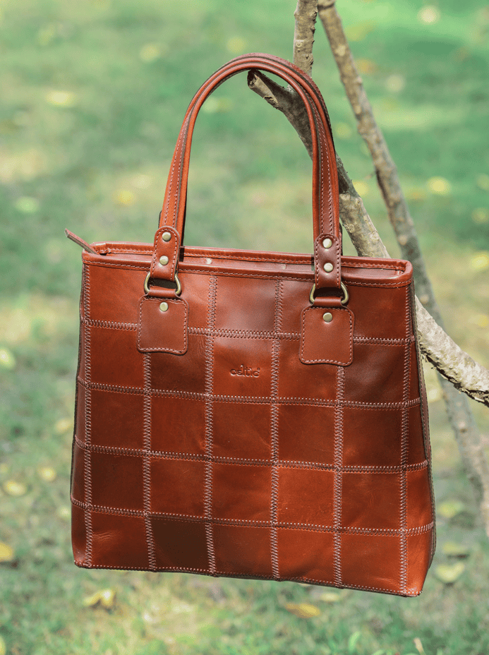 "Chic Contrast: Brown Tote Bag with Stylish Stitching for Timeless Elegance" Art: BG-1526-Z Pack of 25