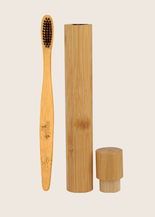 Bamboo Case with Flat Handle Charcoal Brush Pack of 50