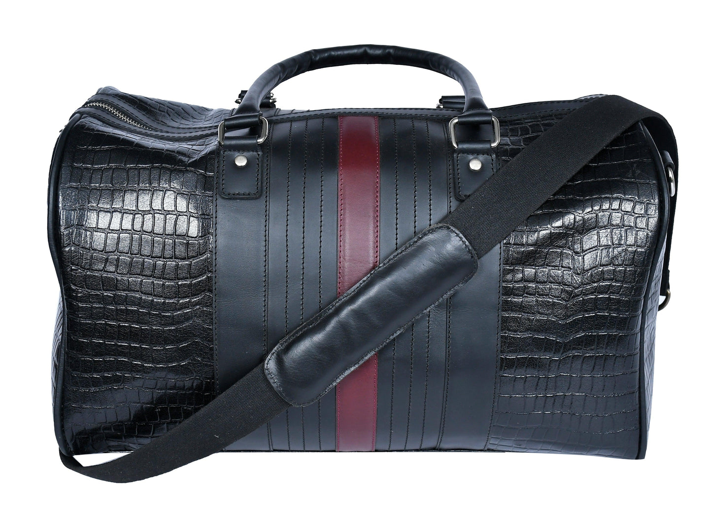 Black Color Pure Leather Duffel Bag for Travelling | Handmade Weekender Bag. Art: BG-1712 Pack of 25