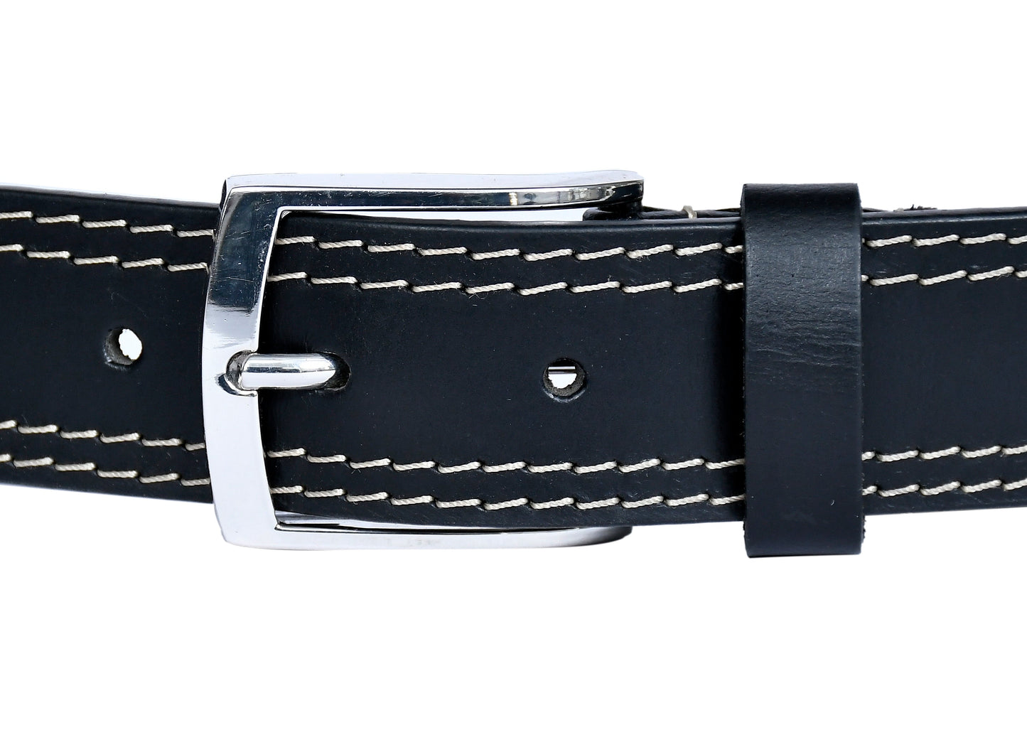 Introducing our "Eclipse Noir" Black Leather Belt with White Stitching. Art: LB-822 Pack of 50
