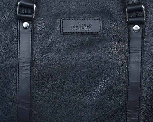 Black color pure leather laptop bag for office use with shoulder strap, Art: BG-1549 Pack of 25