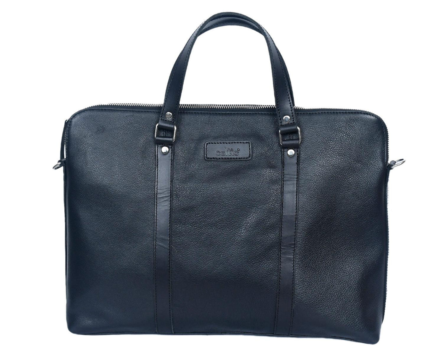 Black color pure leather laptop bag for office use with shoulder strap, Art: BG-1549 Pack of 25
