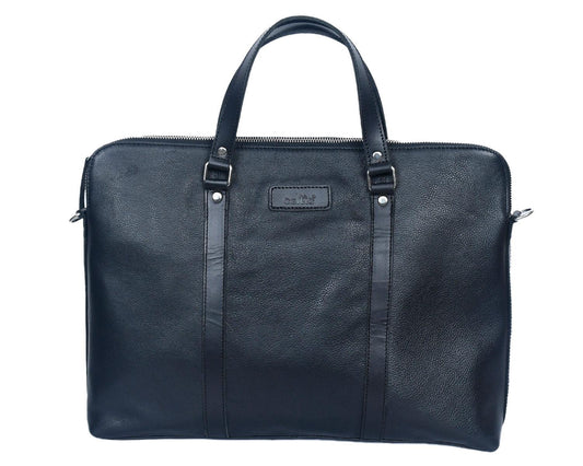Black color pure leather laptop bag for office use with shoulder strap, Art: BG-1549 Pack of 25