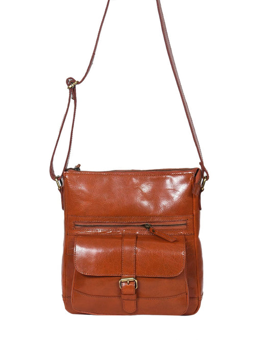 Elevate Your Style with our Tan Leather Sling Bag. Art: BG-1402 Pack of 25