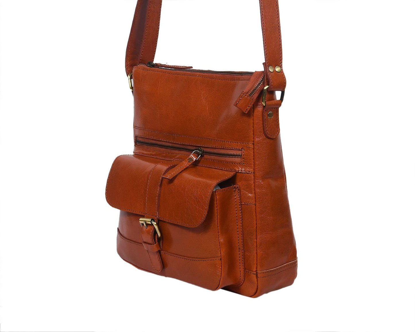 Elevate Your Style with our Tan Leather Sling Bag. Art: BG-1402 Pack of 25