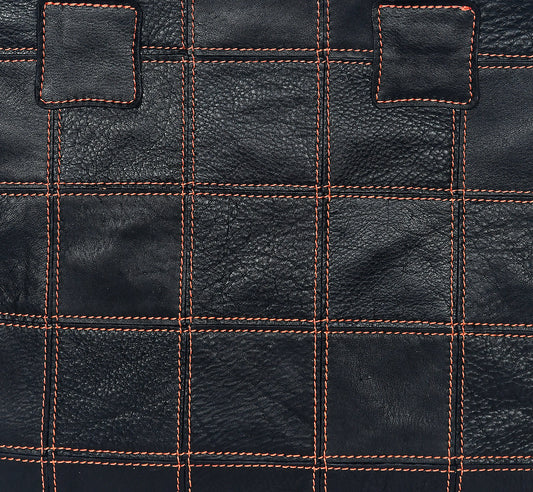 Sophisticated Black Leather Tote Bag with Red Stitching - The Perfect Blend of Elegance and Style. Art: BG-1143 Pack of 25