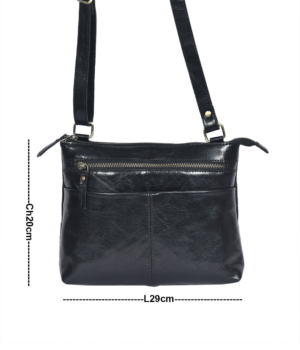 Elevate Your Style with our Black Leather Sling Bag, Art: BG-1428 Pack of 25