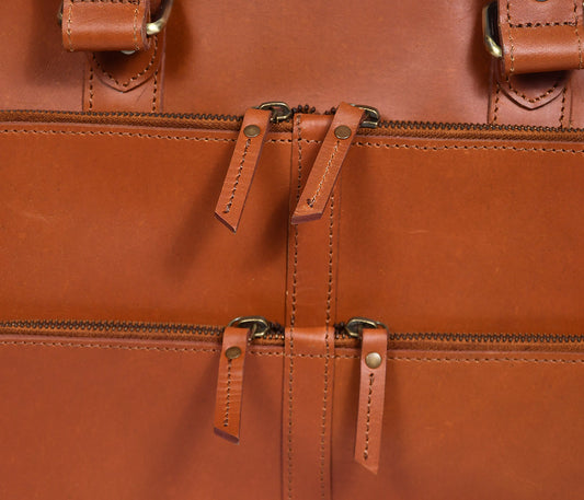 Stylish Tan Messenger Bag with Abundant Storage and Multiple Zip Compartments, Art: BG-1435 Pack of 25