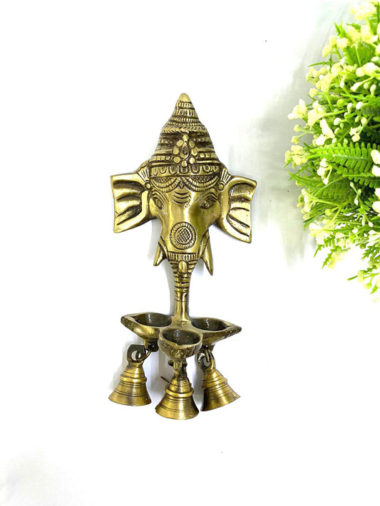 Ganesh Wall Décor With 3 Diya's & Bells Aesthetic Décor Exclusively At Tamrapatra Pack of 50