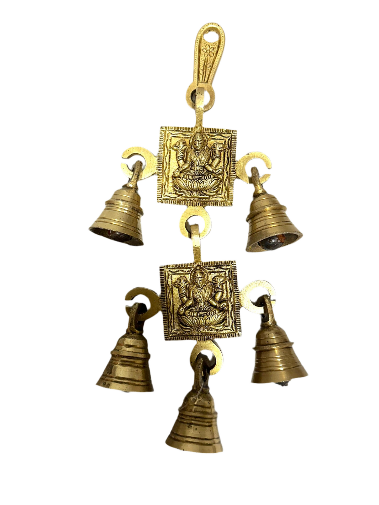 Ganesh Lakshmi Auspicious Brass Hanging For Wall Décor 5 Bells By Tamrapatra Pack of 50