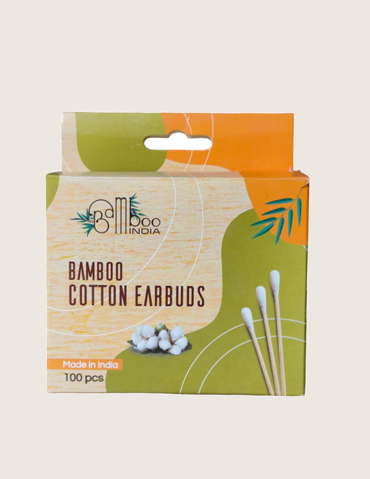 Bamboo Cotton Buds (100 Sticks) + Bamboo Charcoal Brush Pack of 50