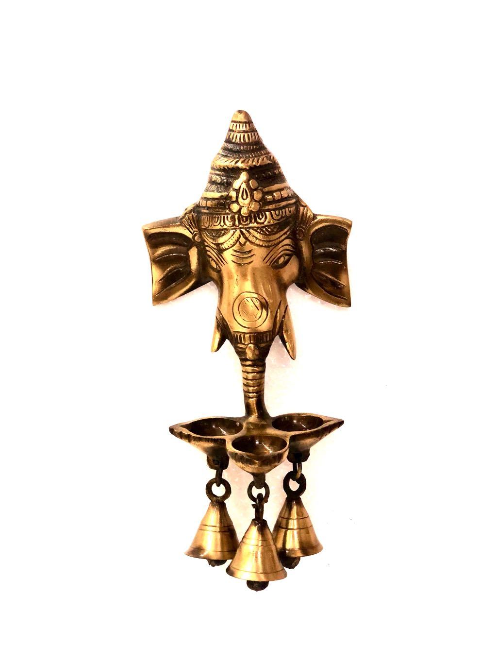 Ganesh Wall Décor With 3 Diya's & Bells Aesthetic Décor Exclusively At Tamrapatra Pack of 50