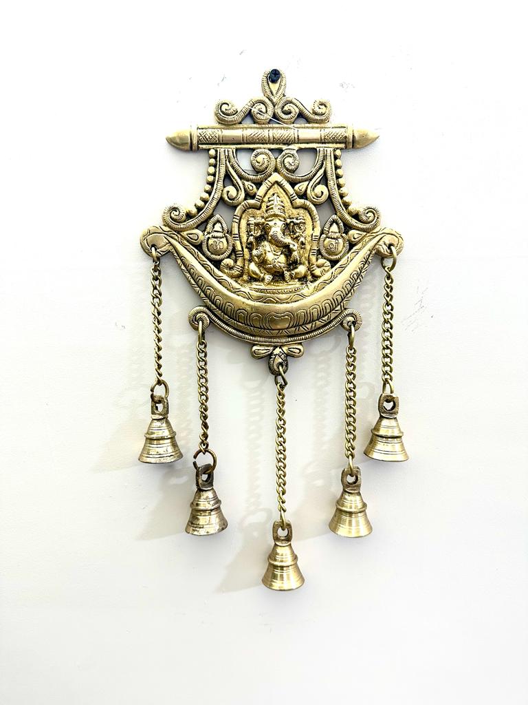 Brass Ganesha Hangings With Bells Exclusive Wall Décor Collection From Tamrapatra Pack of 50