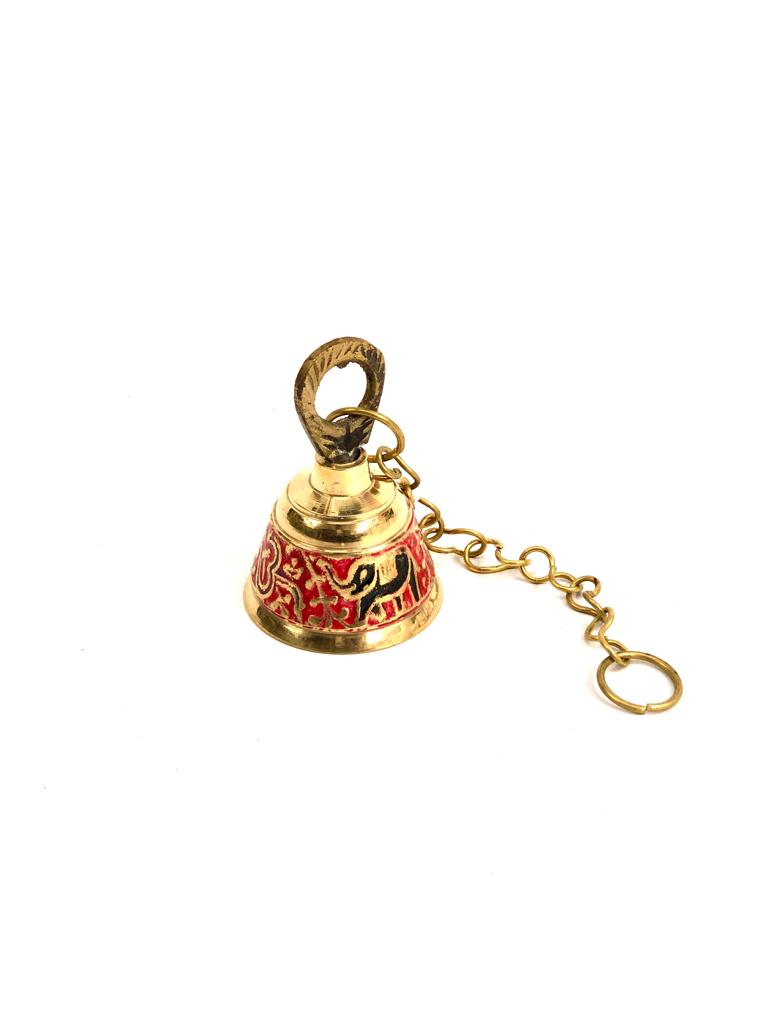 Elephant & Om Inlay Work Colorful Temple Brass Bells Model A By Tamrpatra Pack of 50