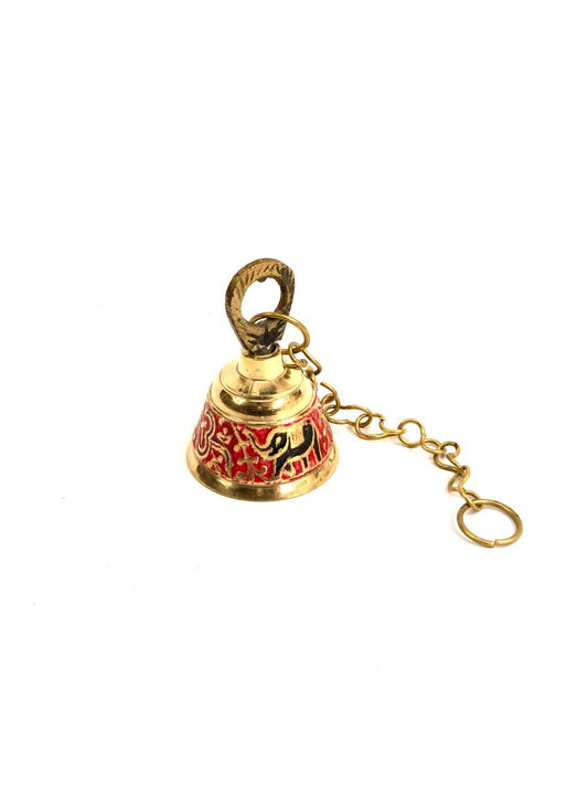 Elephant & Om Inlay Work Colorful Temple Brass Bells Model A By Tamrpatra Pack of 50