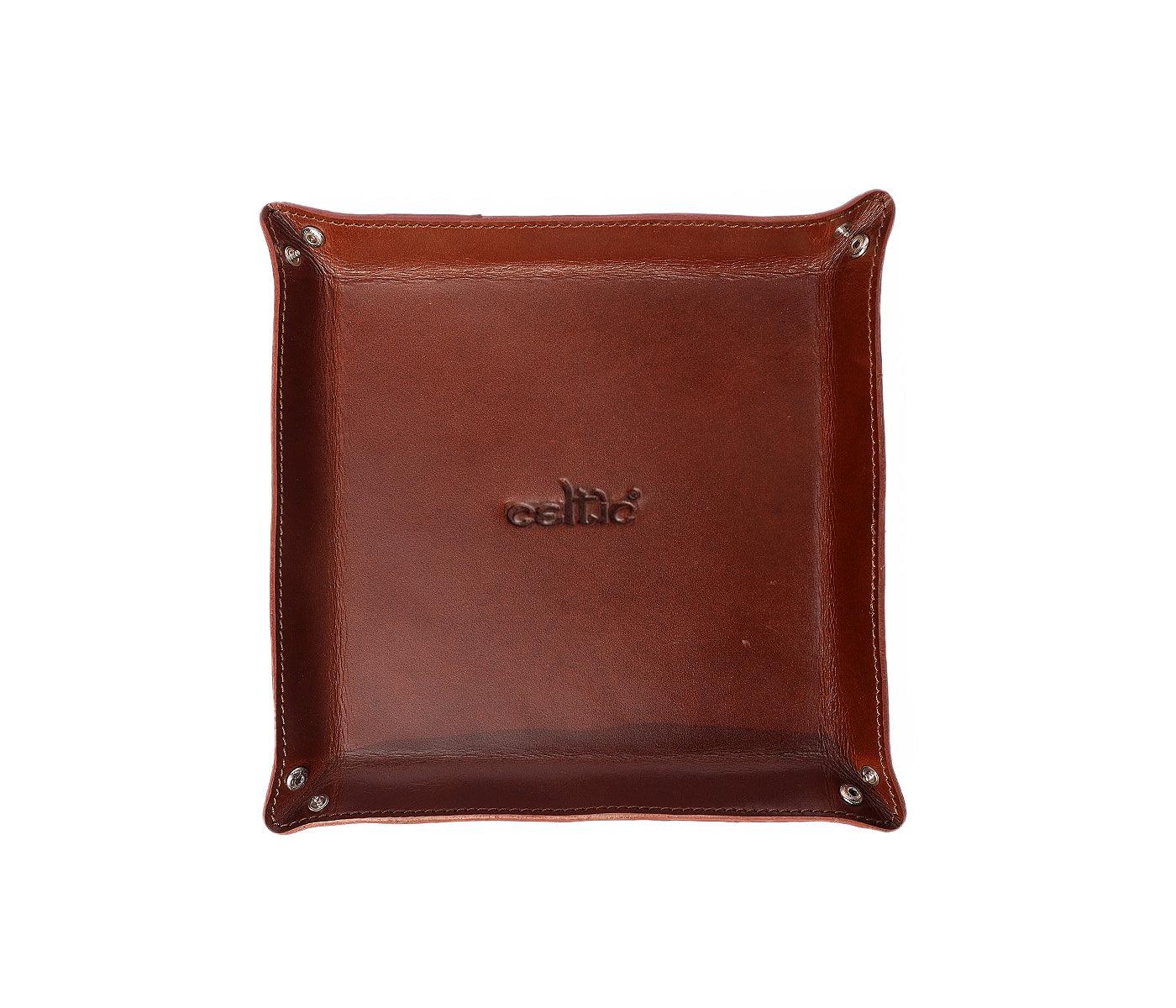 Brown Color Pure Leather Tray For Office Use Pack of 50