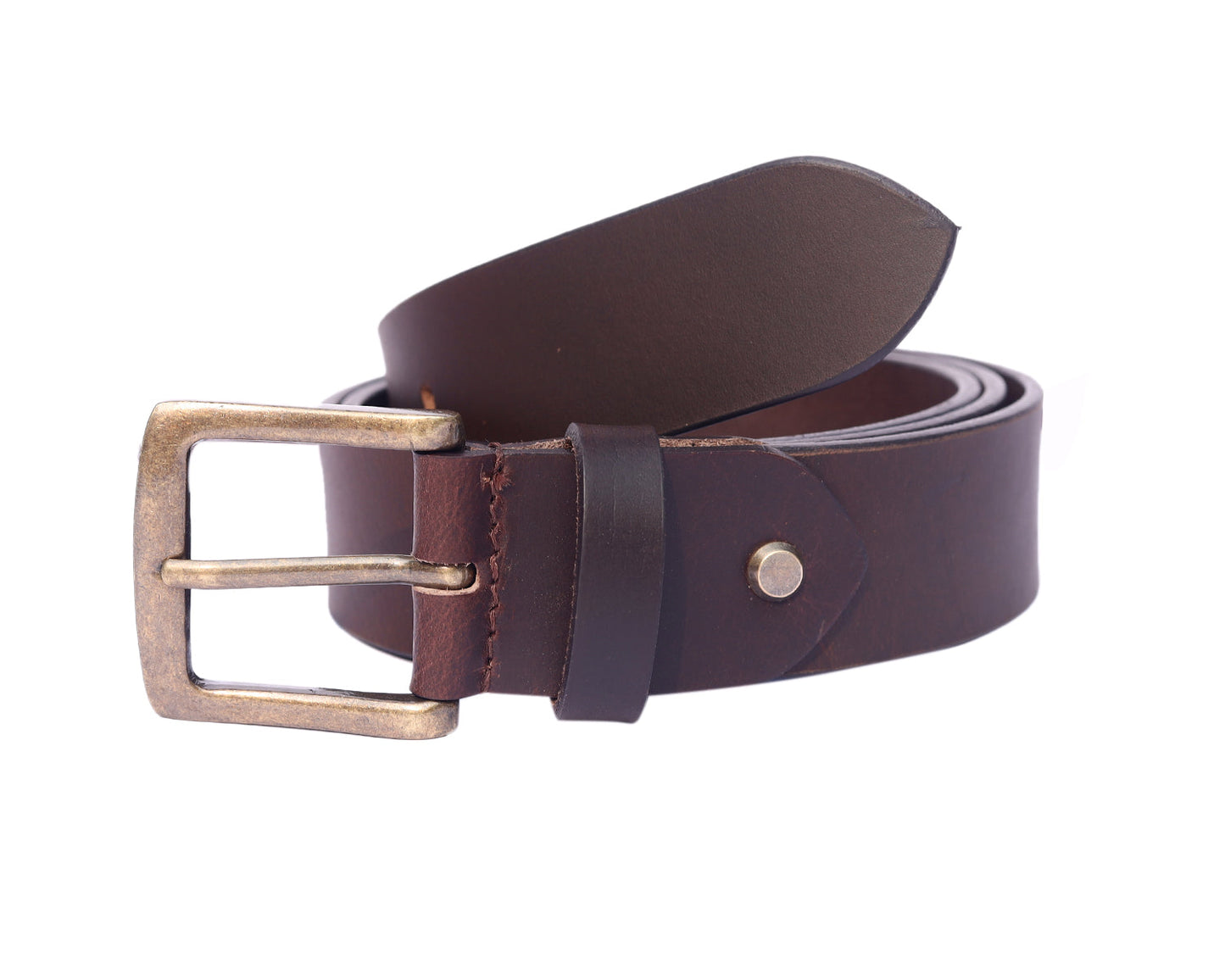 Brown Leather Belt With Golden Buckle, Art: LB-748 Pack of 50