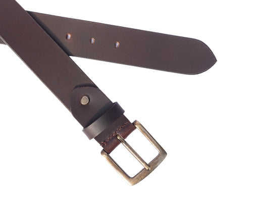Brown Leather Belt With Golden Buckle, Art: LB-748 Pack of 50