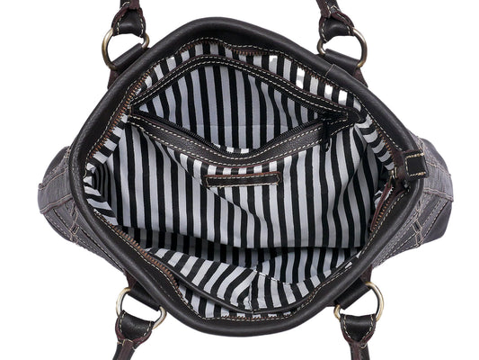 Elevate Your Style with our Black Leather Tote Bag - Classic Elegance with White Stitching.  Art: BG-1480 Pack of 25