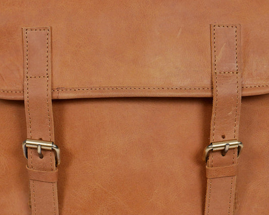 Elevate Your Style with our Classic Tan Leather Backpack. Art: BG-1486 Pack of 25