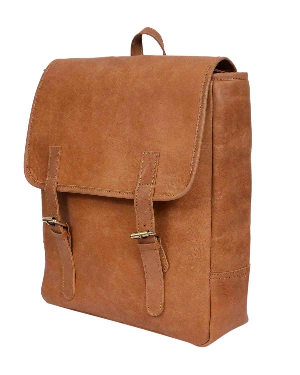 Elevate Your Style with our Classic Tan Leather Backpack. Art: BG-1486 Pack of 25