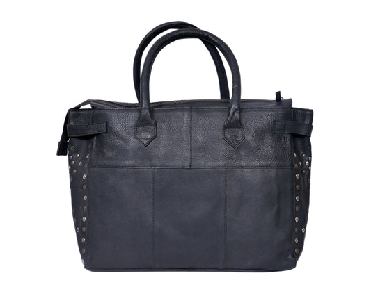 Elegance Redefined: Introducing the Black Leather Shoulder Bag with Ripits. Art: BG-1496 Pack of 25