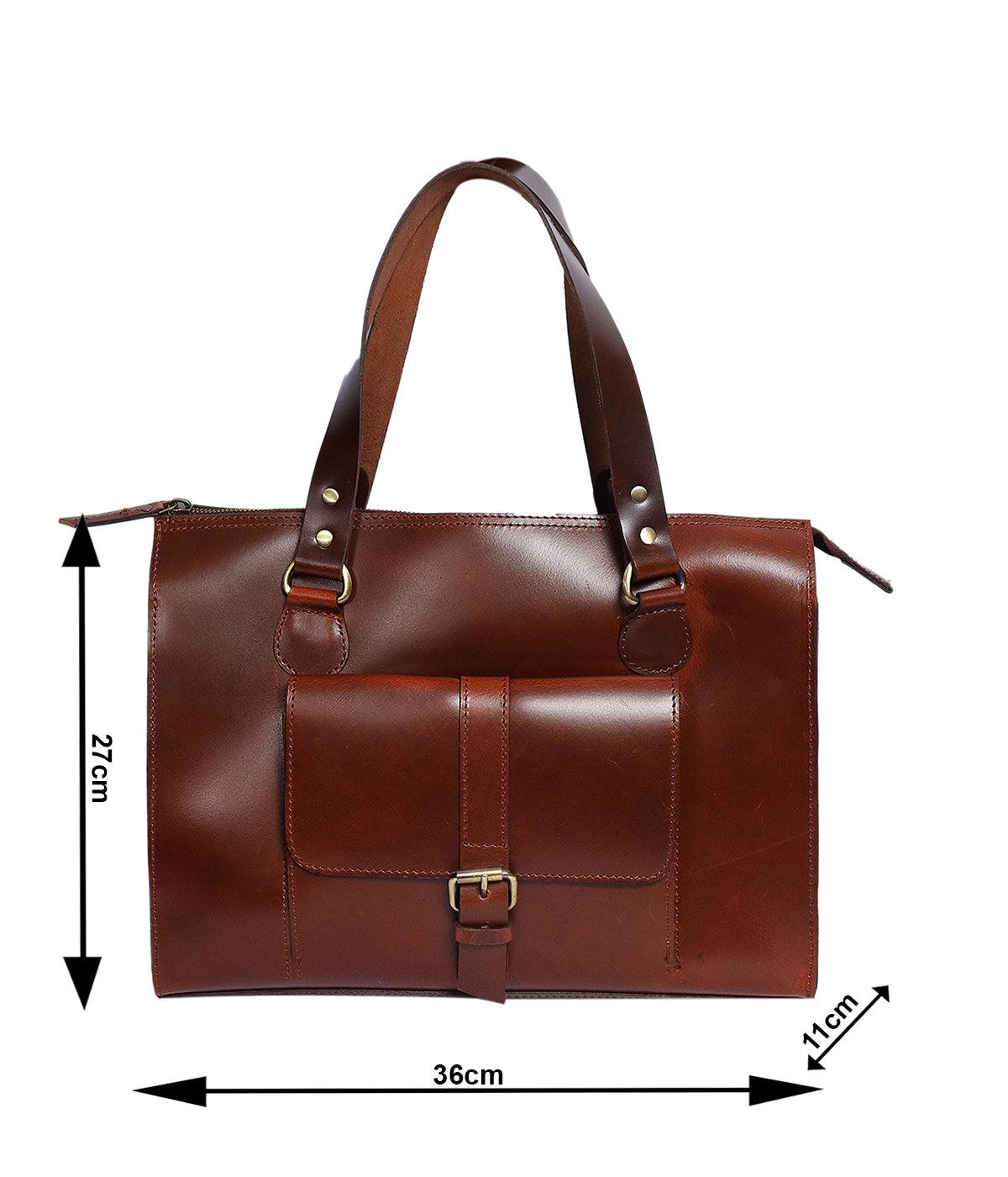 Brown color pure leather tote bag for office use, Art: BG-1468 Pack of 25