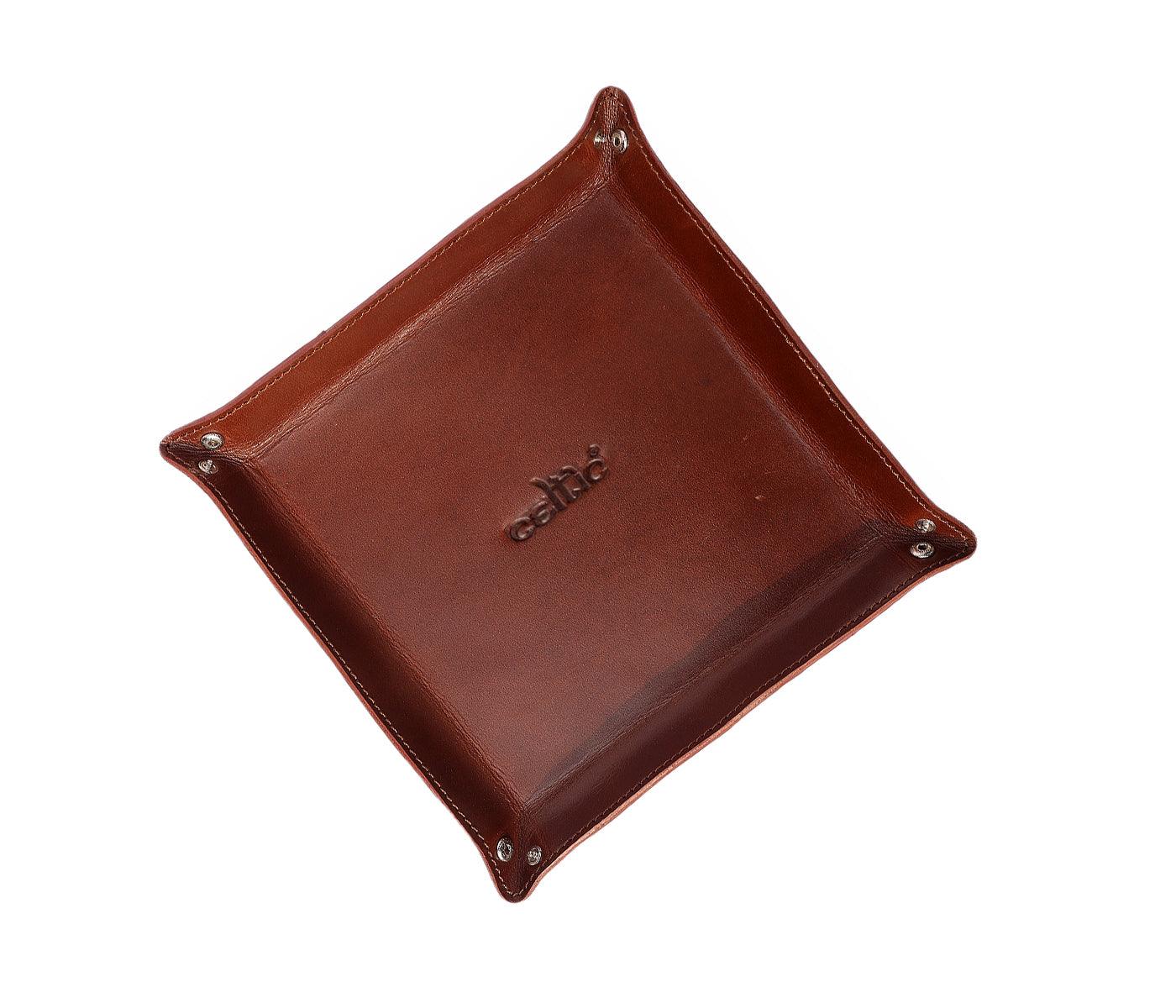 Brown Color Pure Leather Tray For Office Use Pack of 50