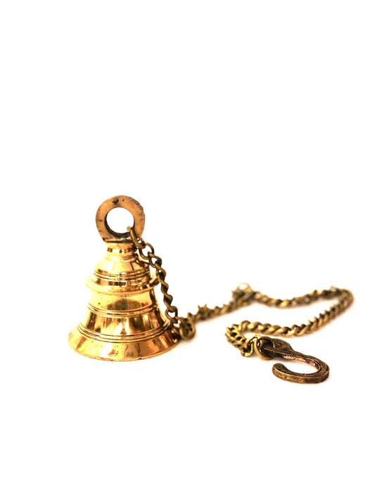 Hanging Brass Bells With Chain Exquisite Handcrafted Indian Art From Tamrapatra Pack of 50