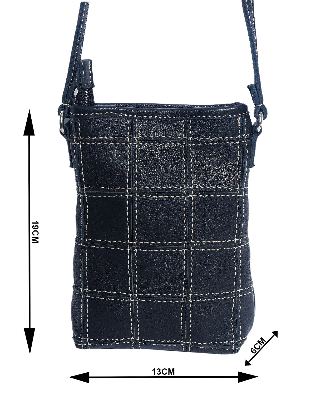 Elegance Redefined: Black Leather Sling Bag with White Stitching. Art: BG-1477 Pack of 25
