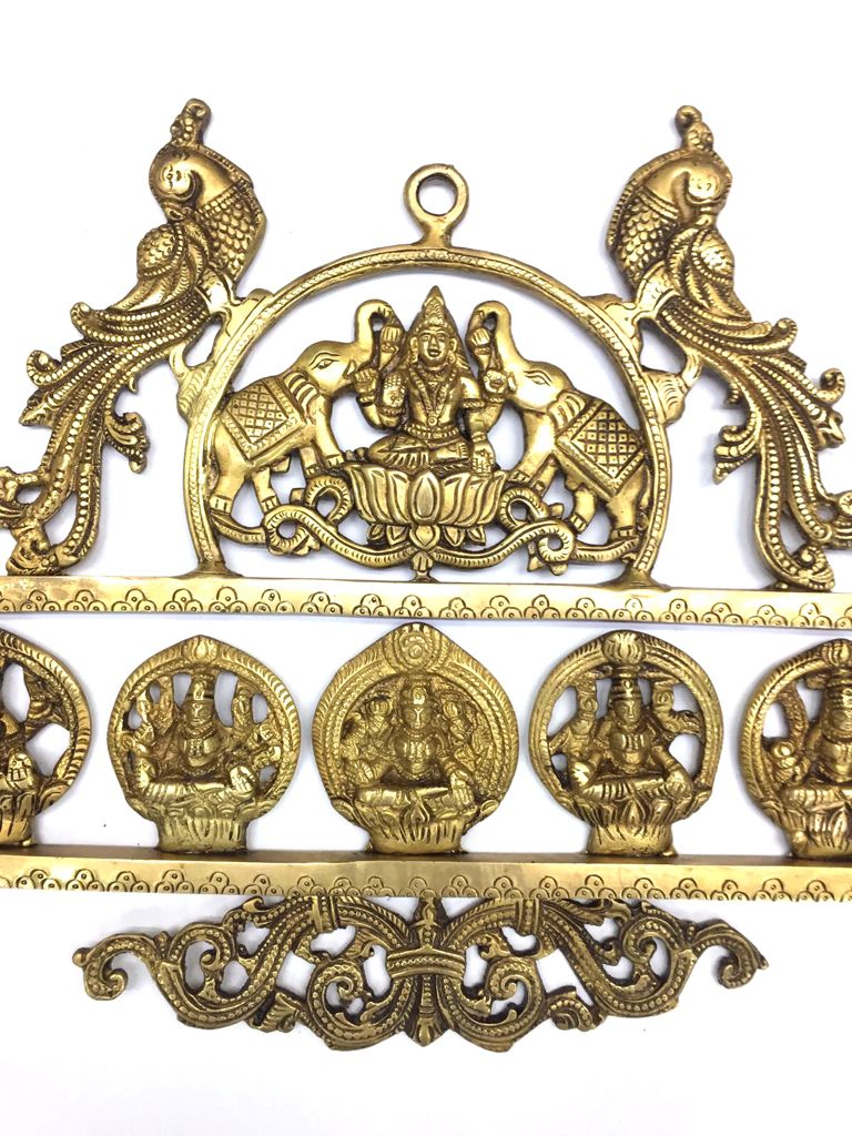 Goddess Ashta Lakshmi Elephant Hand Carved Brass Wall Hanging By Tamrapatra Pack of 25