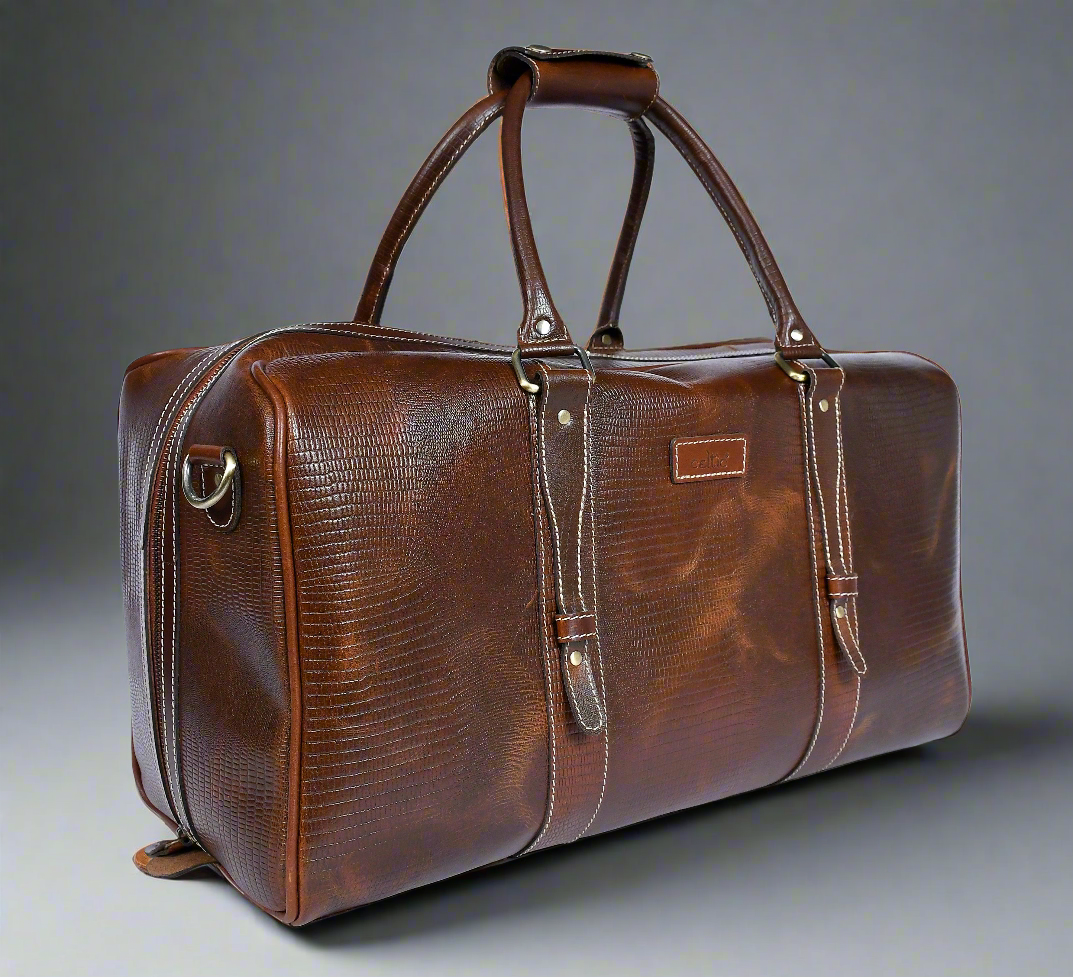 Brown Color Pure Leather Duffel Bag for Travelling | Handmade Weekender Bag, Art: BG-1713 Pack of 25