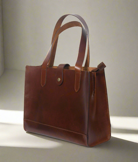 Celtic premium Elegant Brown Leather Tote Bag, Art: BG-1407 Pack of 25
