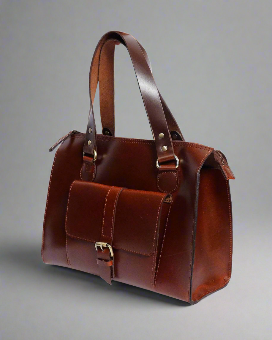 Brown color pure leather tote bag for office use, Art: BG-1468 Pack of 25