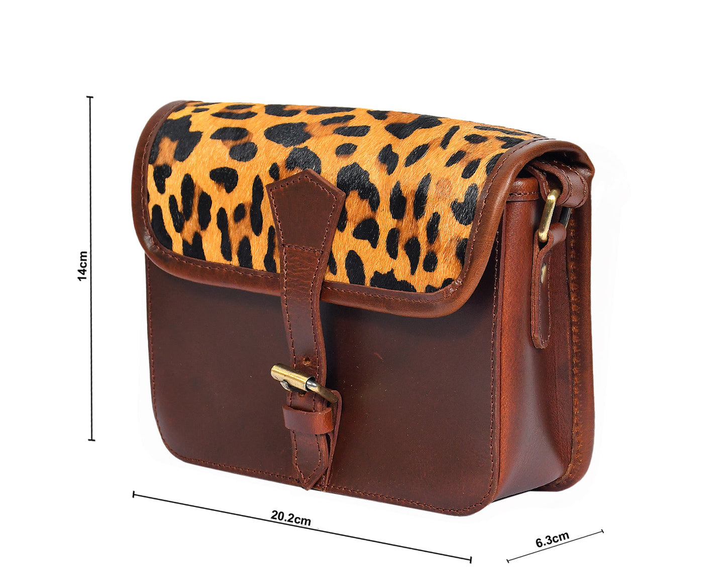 Brown color pure leather with hair on leather sling bag for women and girls | Party wear,  Art: BG-1159 Pack of 25